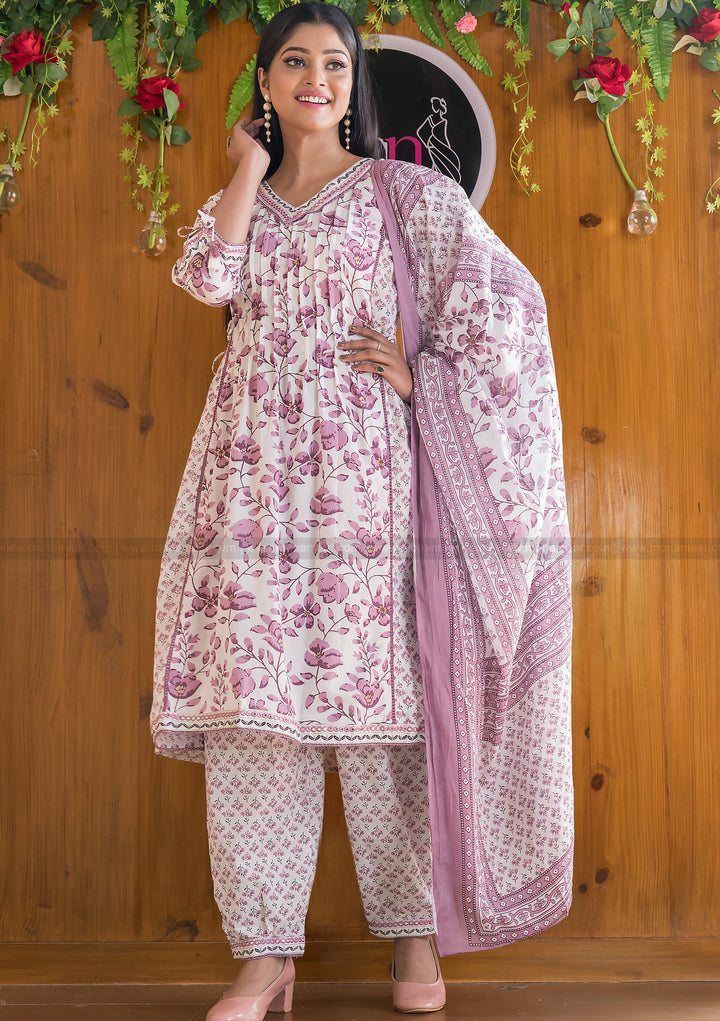 Floral Destination Afghani Kurti Set