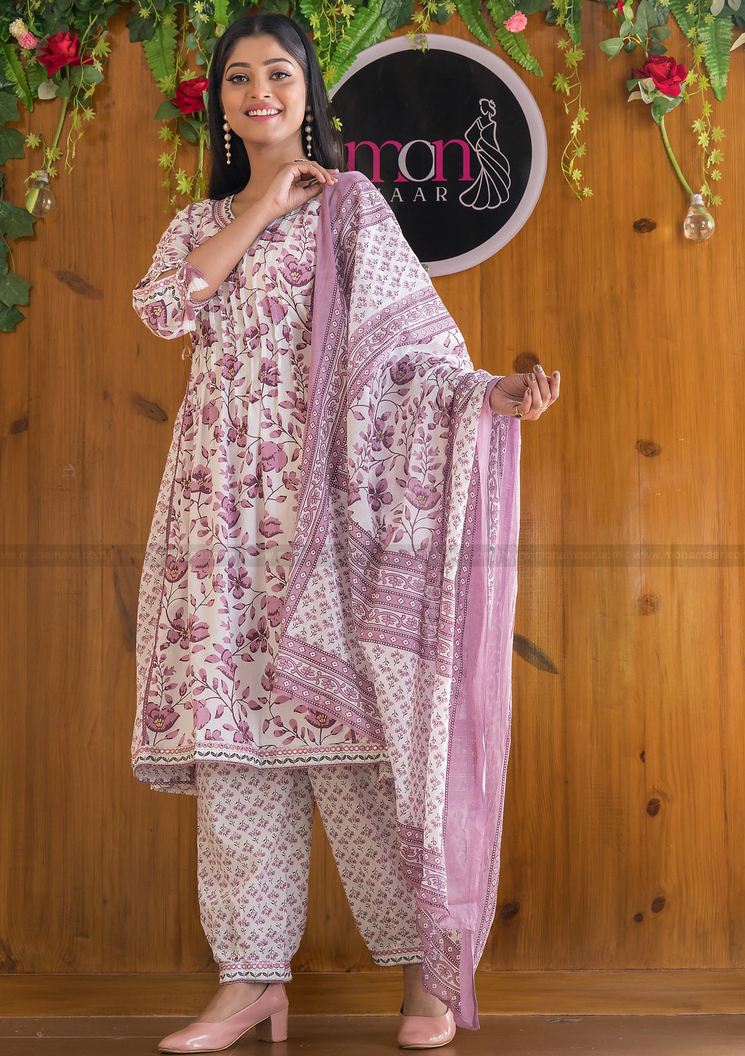 Floral Destination Afghani Kurti Set