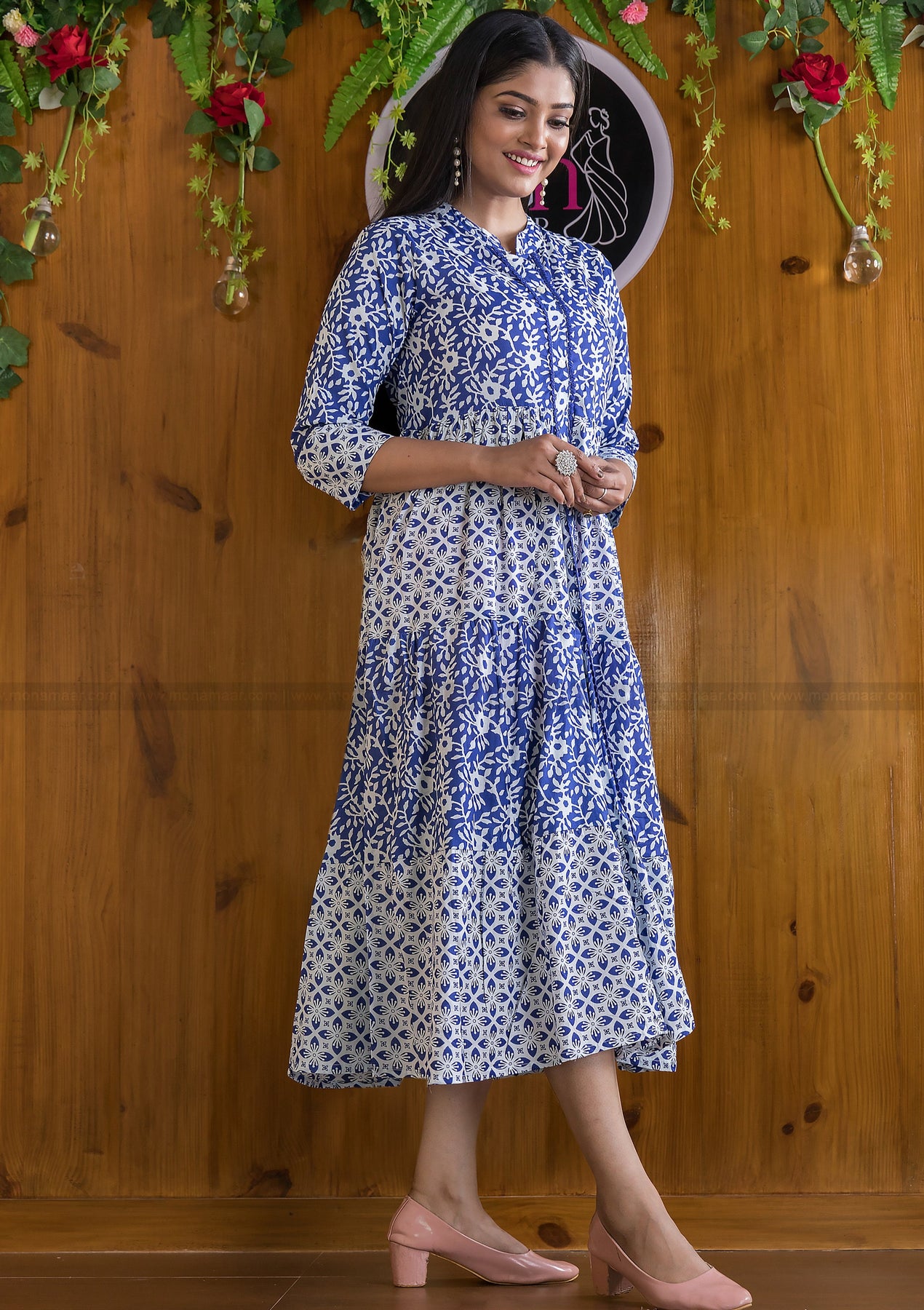 Impressive Princess Cotton Indigo Dress – Monamaar