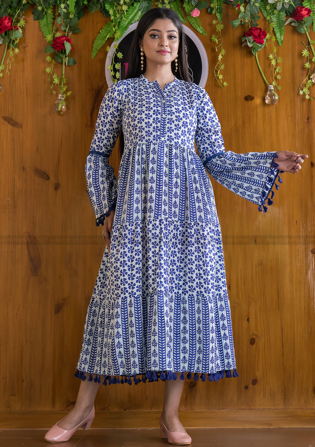 Impressive Princess Cotton Indigo Dress