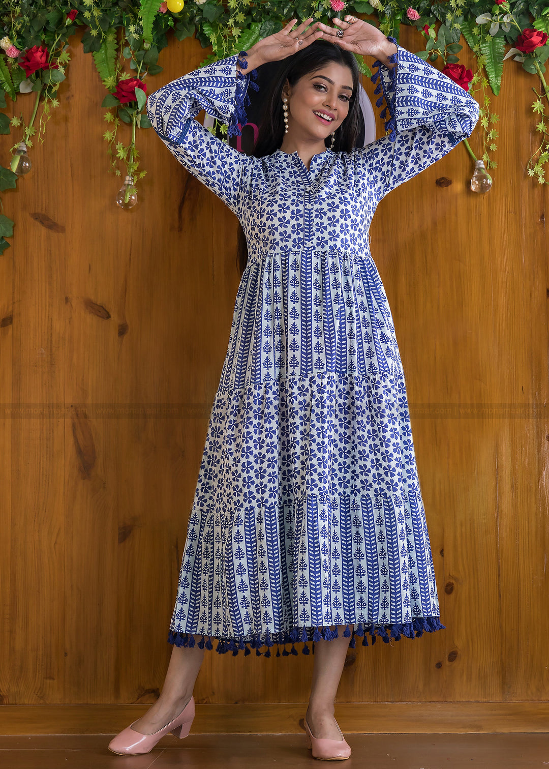 Impressive Princess Cotton Indigo Dress