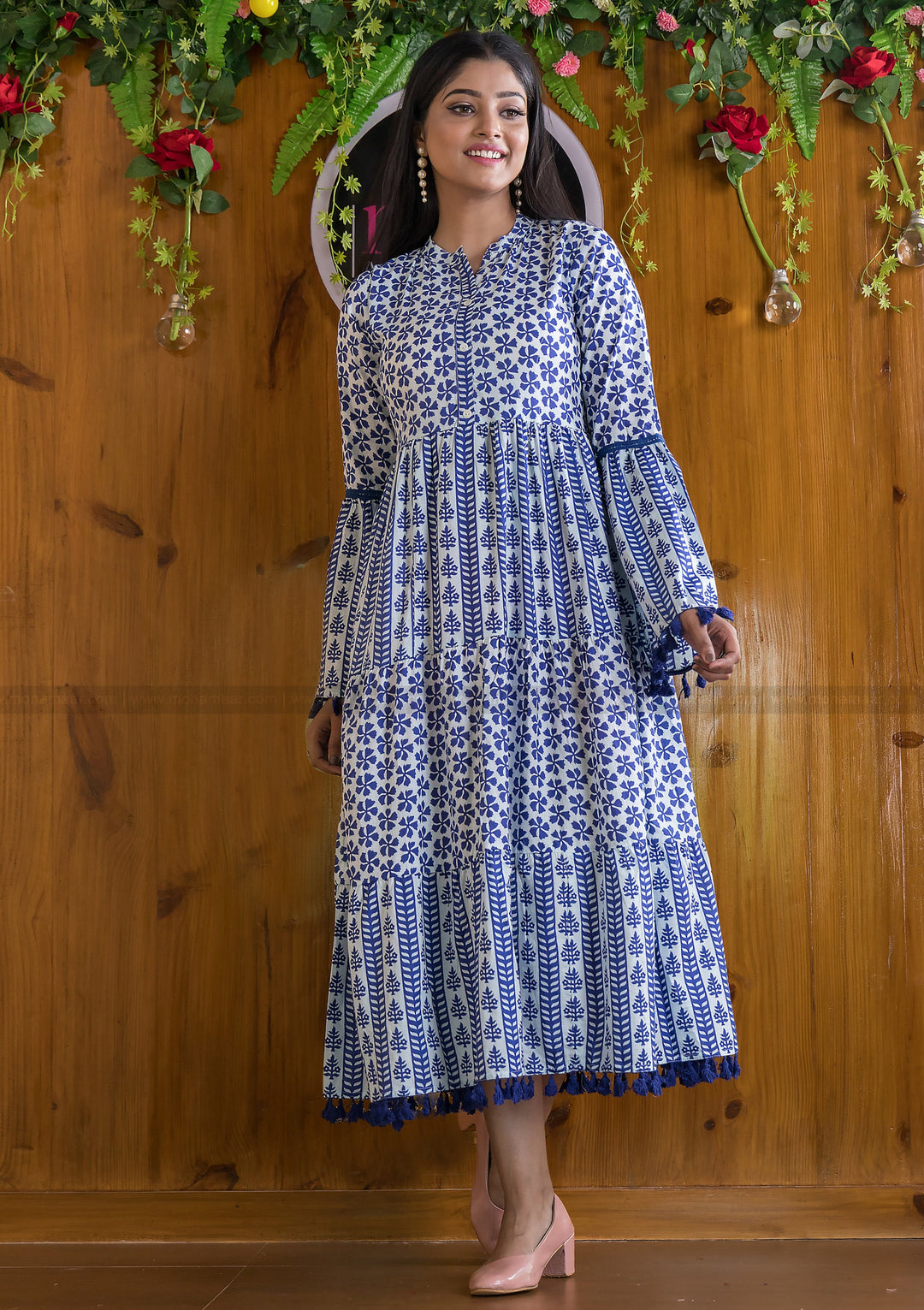 Impressive Princess Cotton Indigo Dress