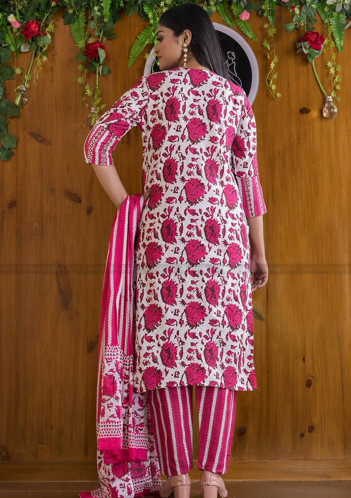 Rosaholic Dark Pink Straight Kurti Set