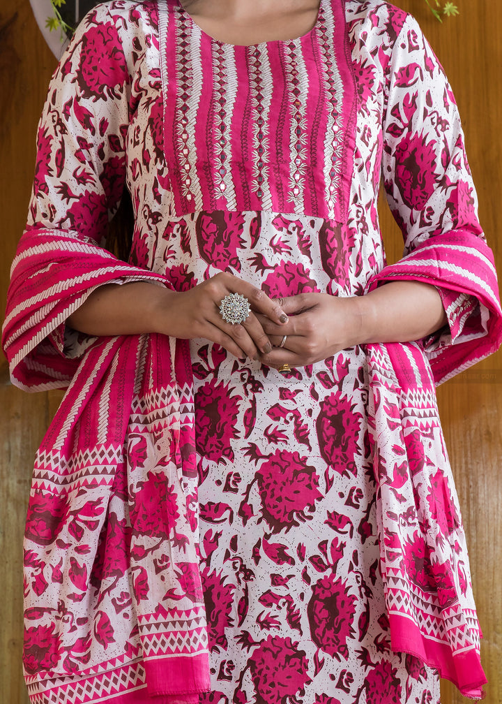 Rosaholic Dark Pink Straight Kurti Set