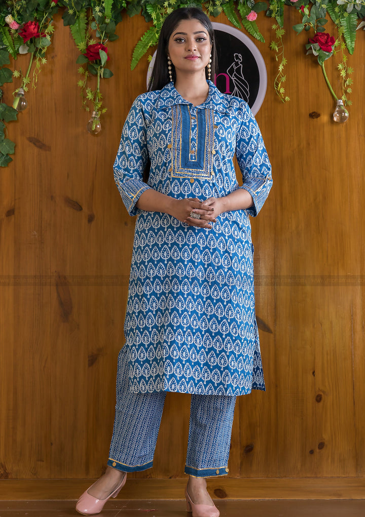 Indigo Gini Kurti Set