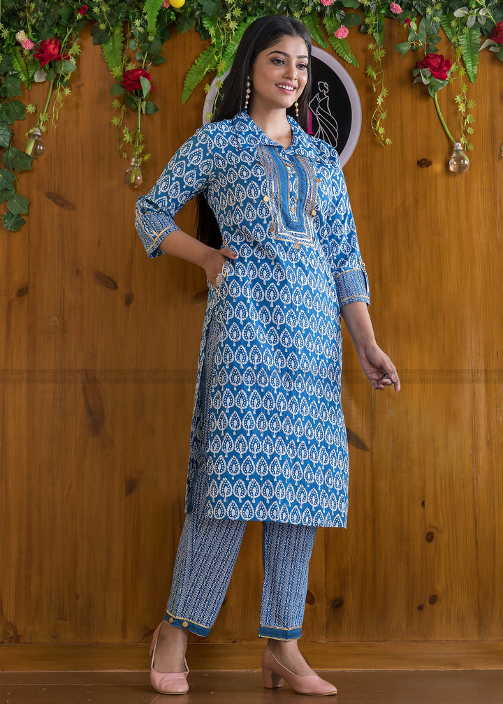 Indigo Gini Kurti Set