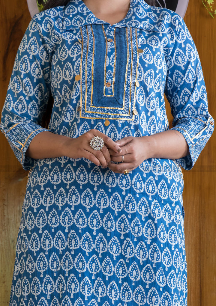 Indigo Gini Kurti Set