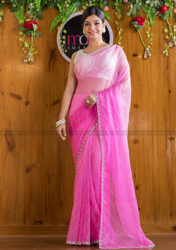 Exploring Ombre Color Party Wear Saree(Pinch Of Pink)