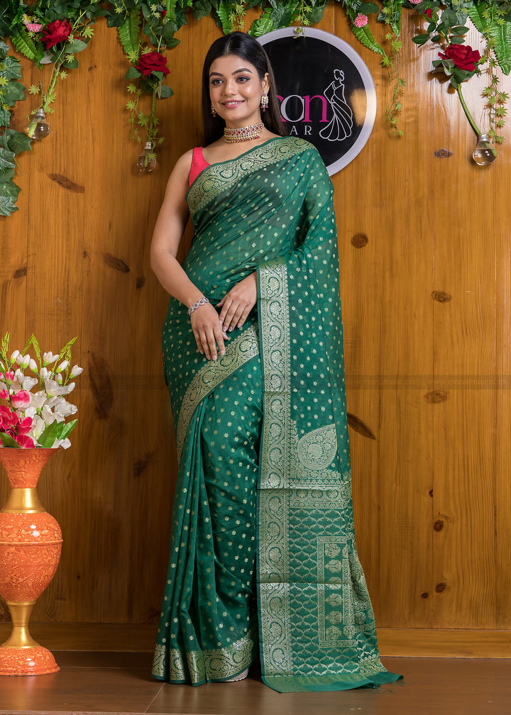 Exclusive Koniya Semi Georgette Banarasi  Saree