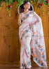 Designer White Rose Georgette silk saree