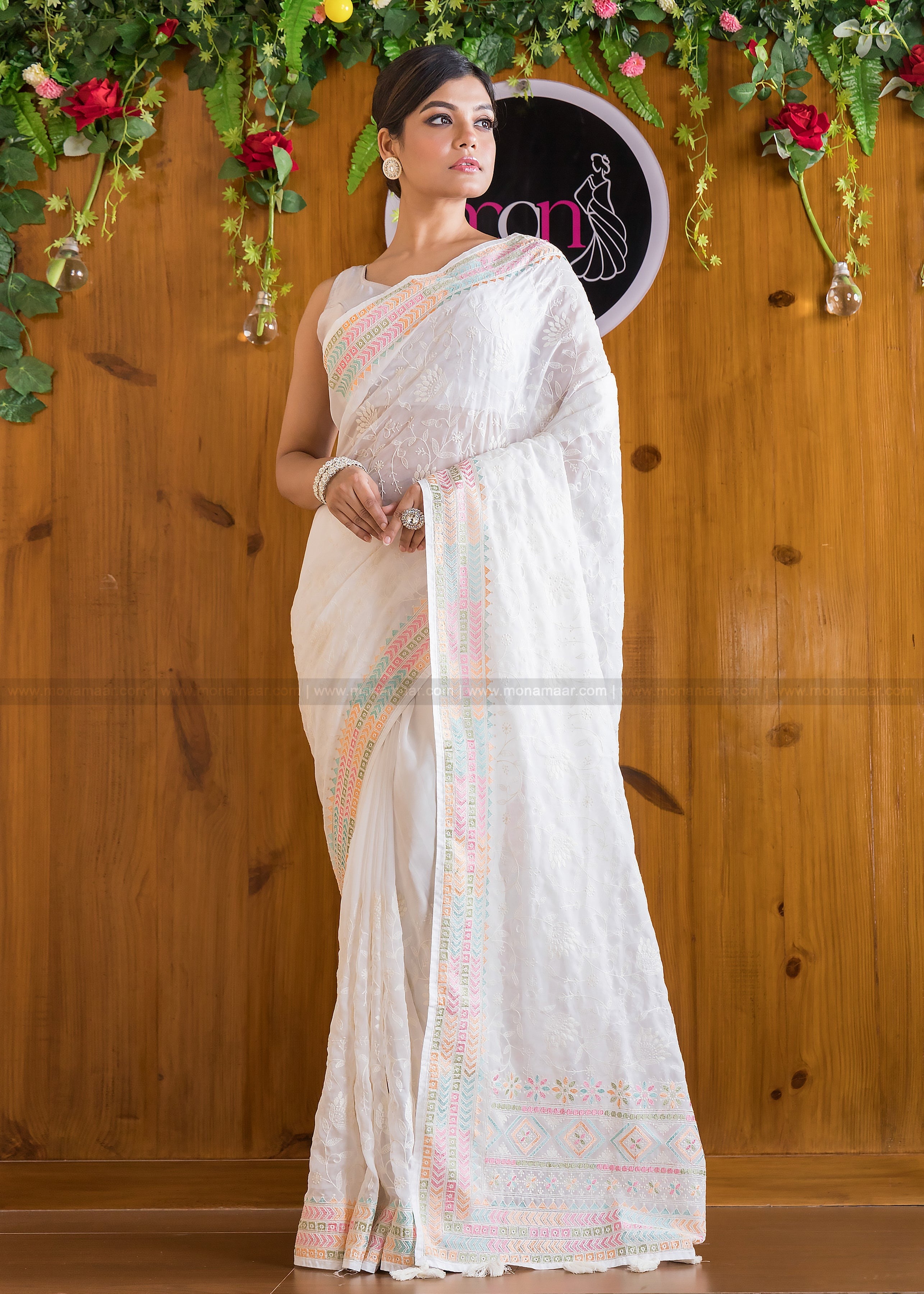 Casual Chanderi White Saree, With Blouse Piece at Rs 250 in Surat | ID:  2850480244112