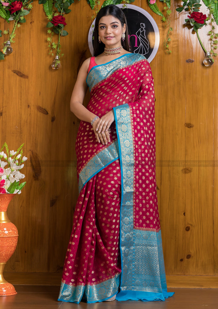 Craving For Maroon Semi Khaddi Georgette Banarasi  Saree