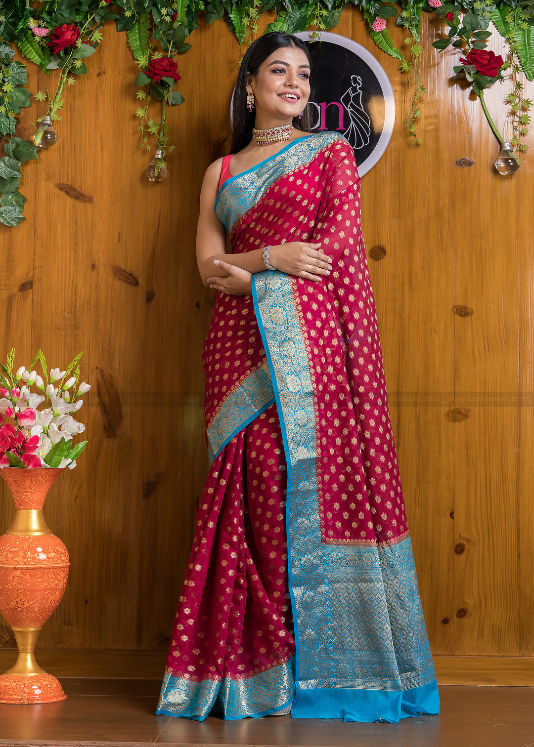 Craving For Maroon Semi Khaddi Georgette Banarasi  Saree