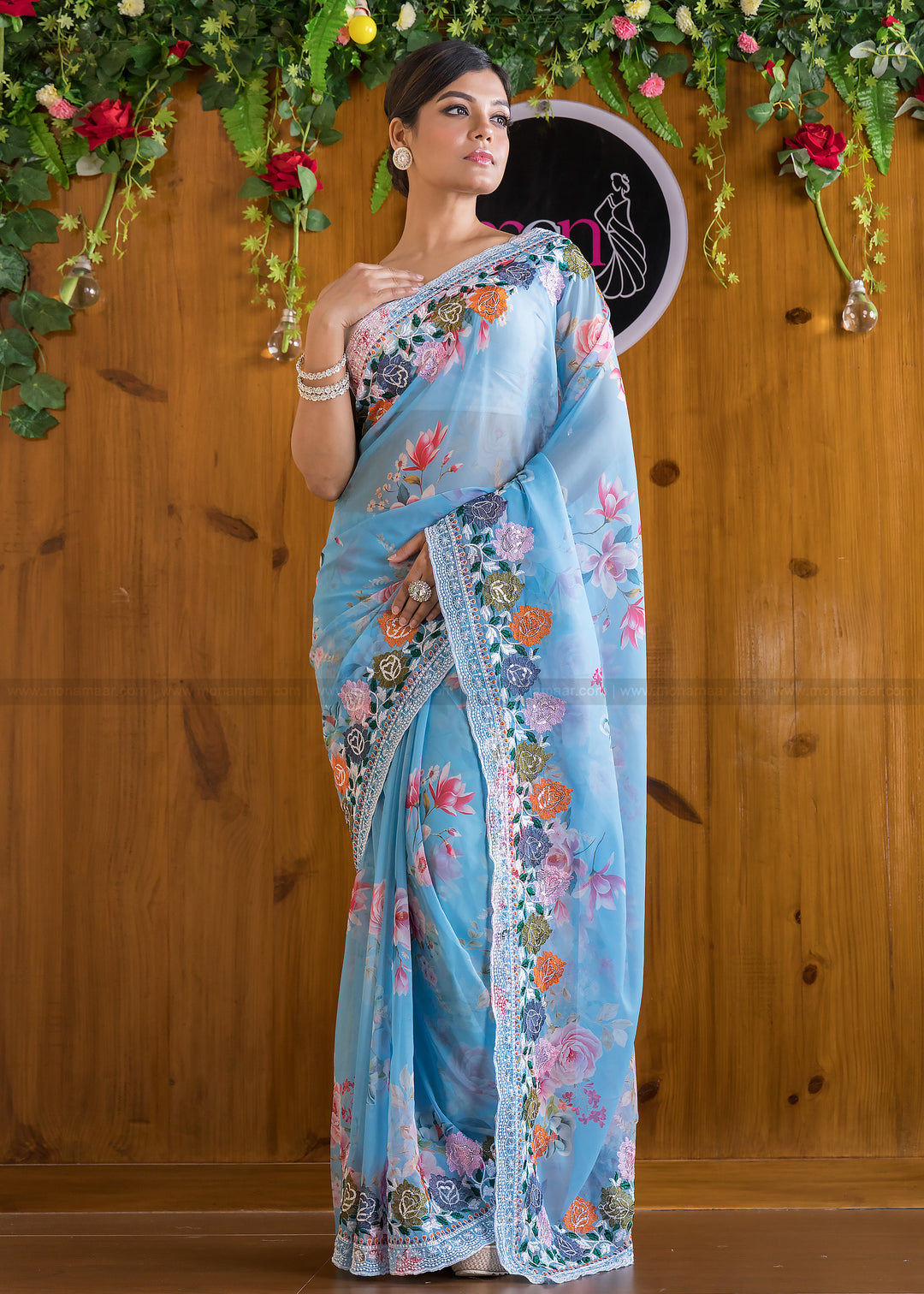 Magical Sky Georgette silk saree