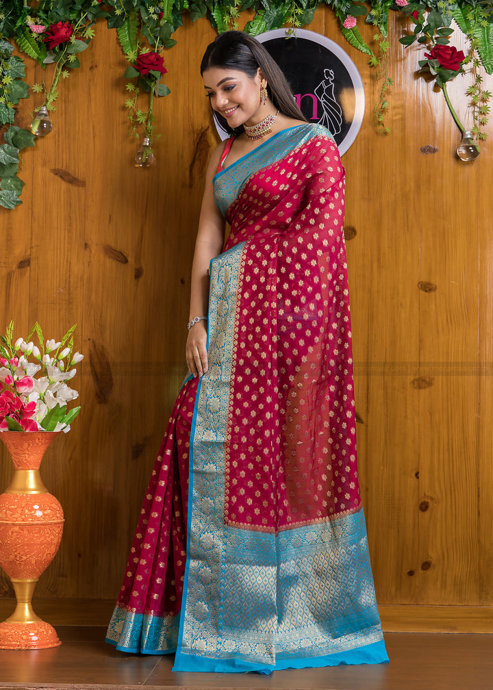 Craving For Maroon Semi Khaddi Georgette Banarasi  Saree