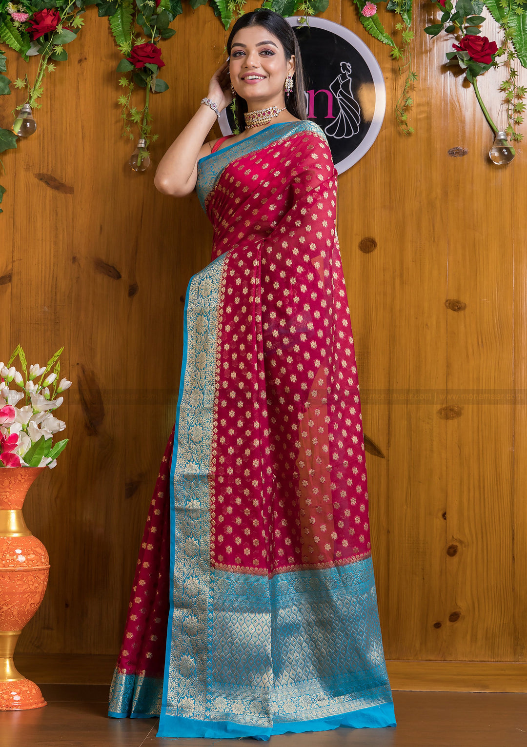 Craving For Maroon Semi Khaddi Georgette Banarasi  Saree