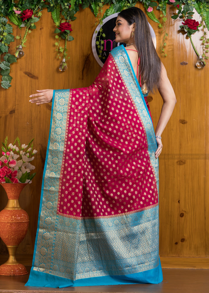 Craving For Maroon Semi Khaddi Georgette Banarasi  Saree