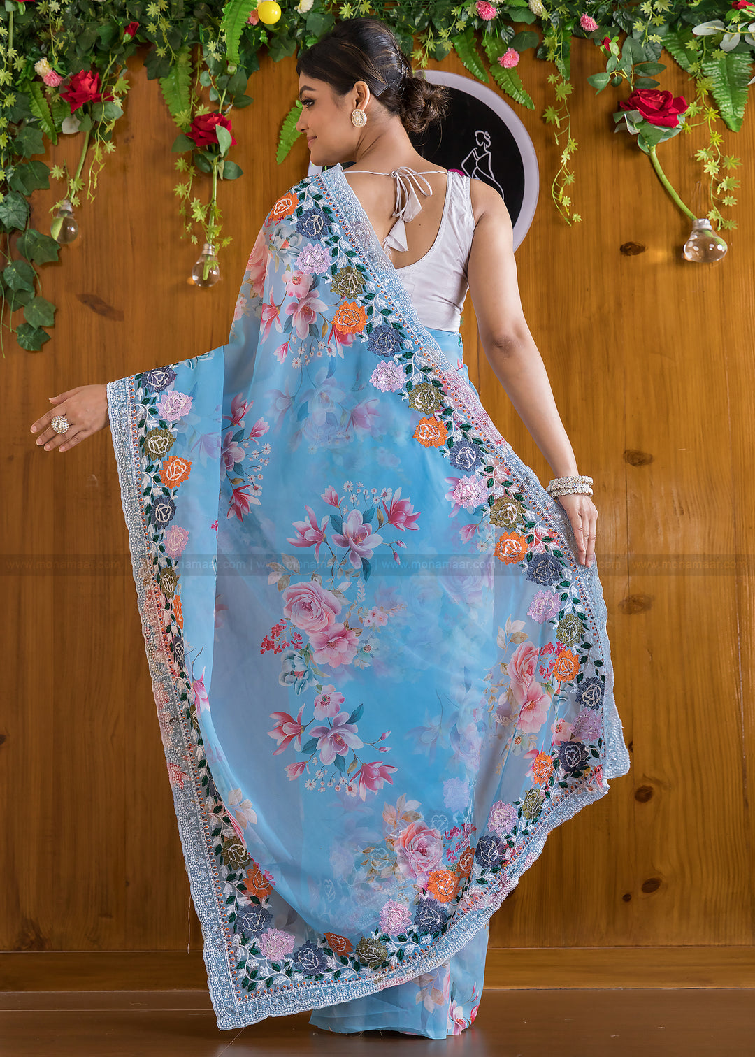 Magical Sky Georgette silk saree