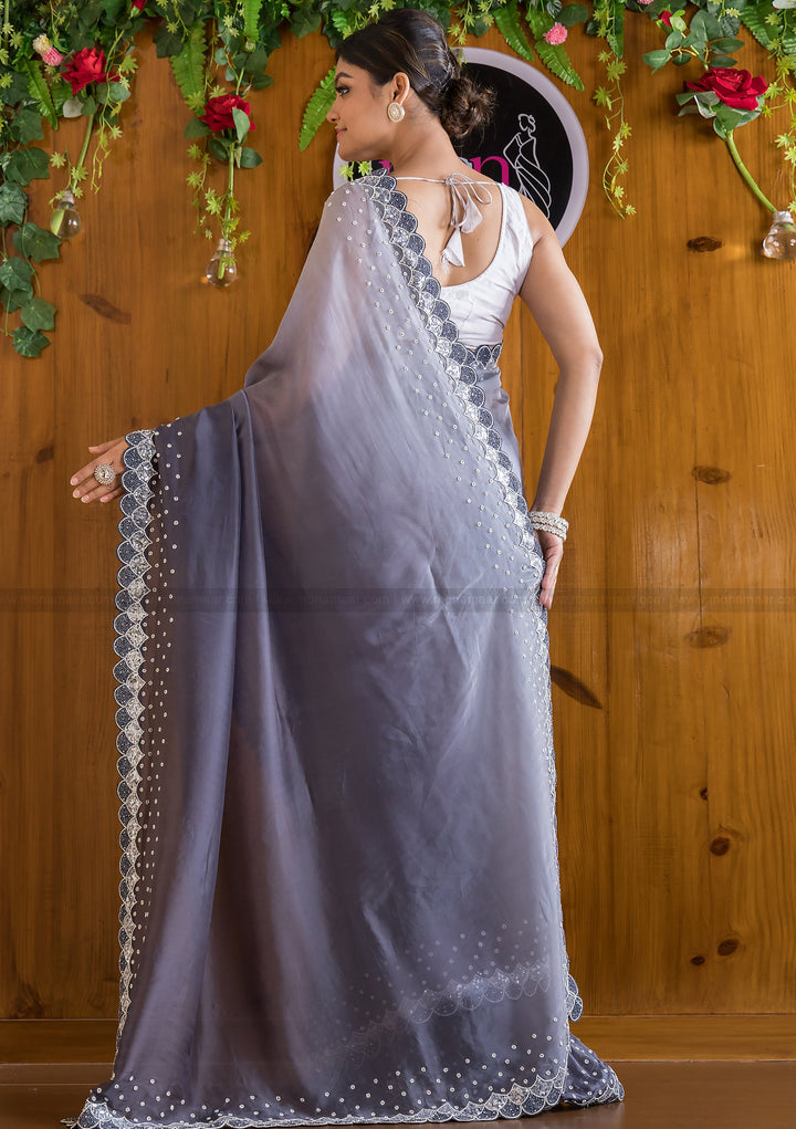 Ombre Color Party Wear Handwork (Shades Of Gray )Saree