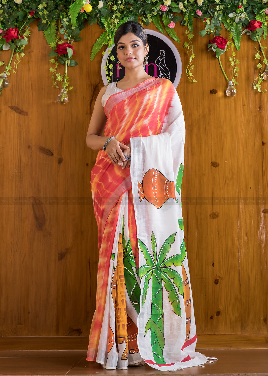 Baishakhi special Exclusive hand painted  Saree