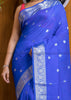 Free Spirited Blue Banarasi Semi Georgette Soft Silk  Saree