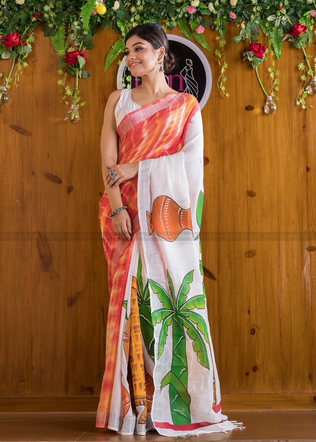 Baishakhi special Exclusive hand painted  Saree