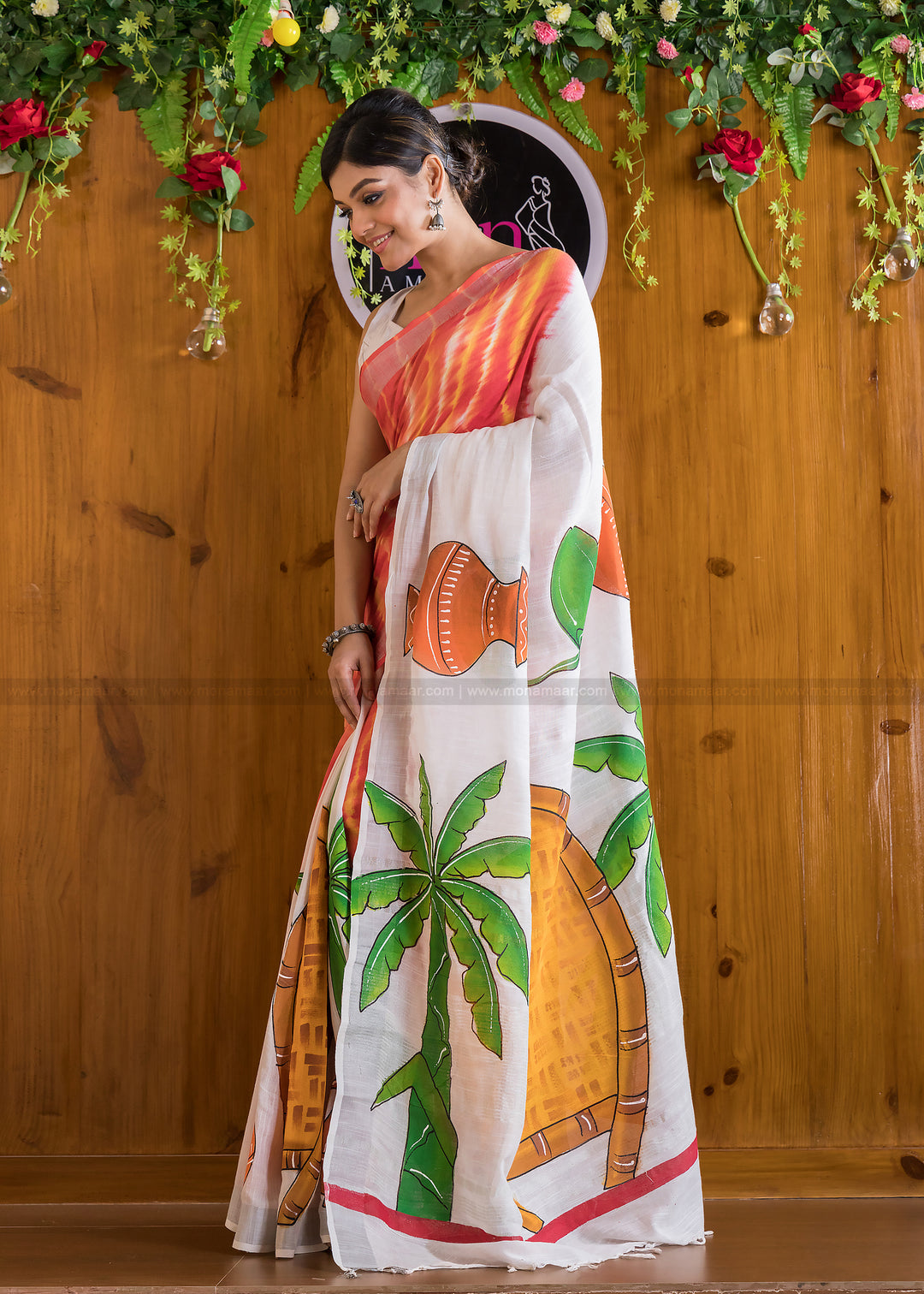 Baishakhi special Exclusive hand painted  Saree