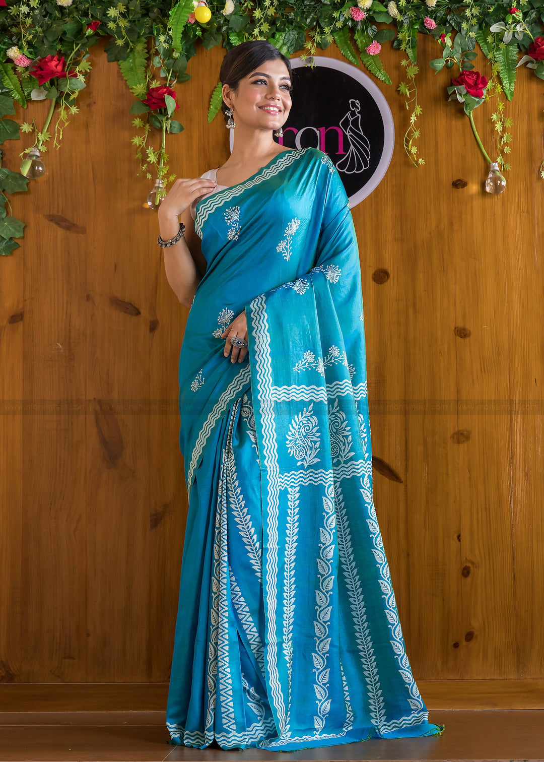 When Tradition Meets Composition Of Blue (Katan Silk)Saree