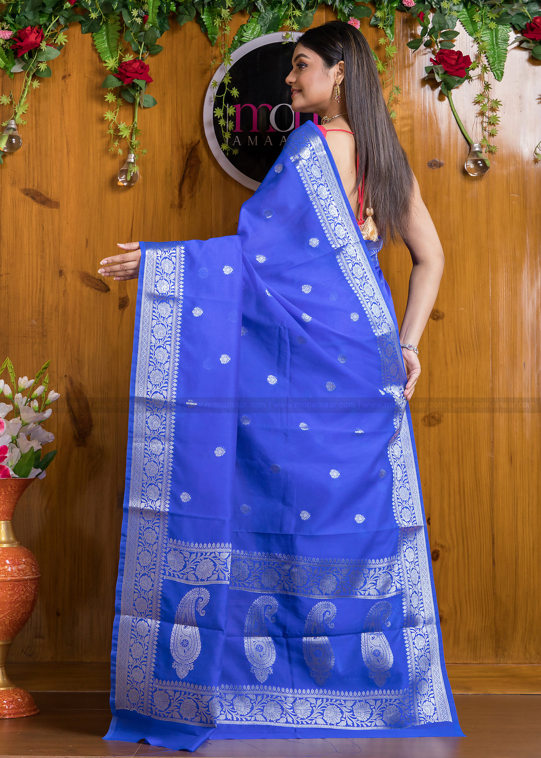 Free Spirited Blue Banarasi Semi Georgette Soft Silk  Saree