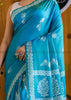 When Tradition Meets Composition Of Blue (Katan Silk)Saree