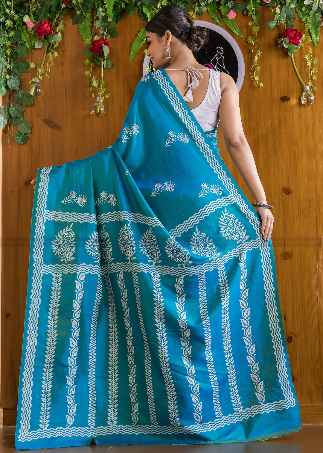 When Tradition Meets Composition Of Blue (Katan Silk)Saree