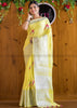 Exclusive Pure Handwoven Parrot Embroidered Linen Saree