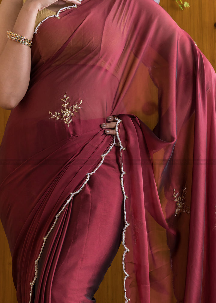 Wine Wonder Fancy silk saree