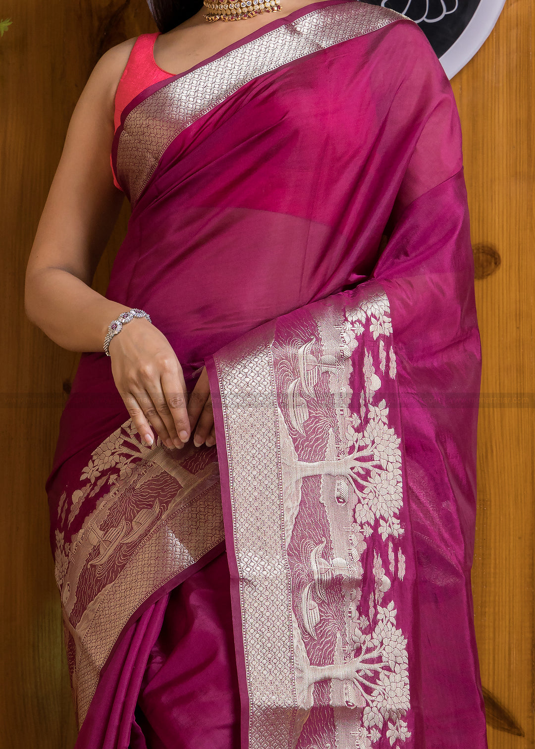 Nadi Ghat Banarasi Fancy silk Saree