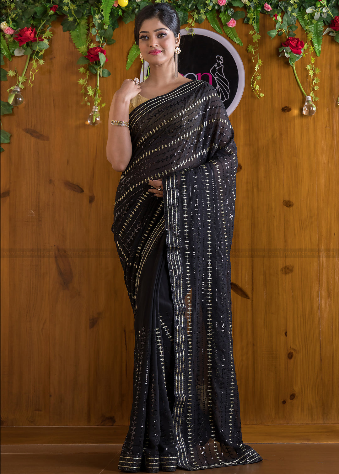 Dream Girl Black Georgette silk saree