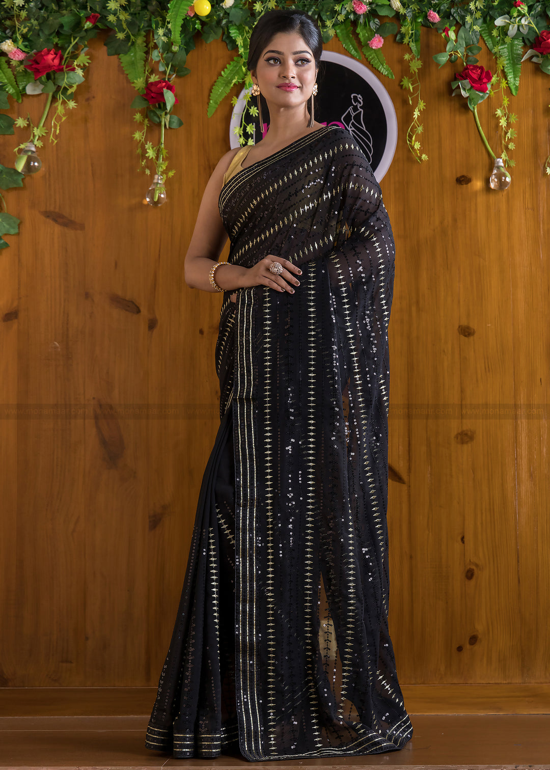 Dream Girl Black Georgette silk saree