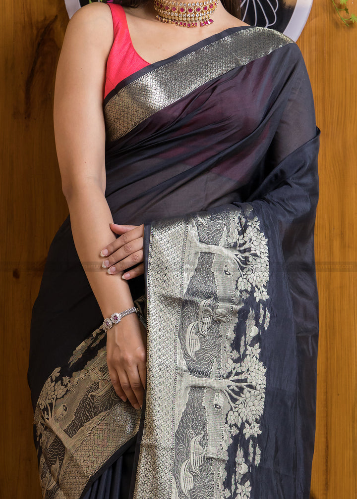 Nadi Ghat Banarasi Fancy silk Saree