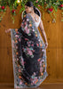 Designer Black Rose Georgette silk saree