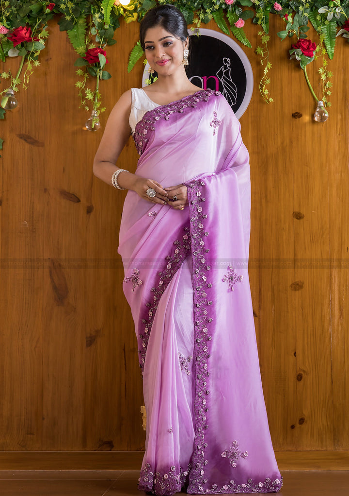 Gem Of A Pearl Saree (Zest Of Orchid)