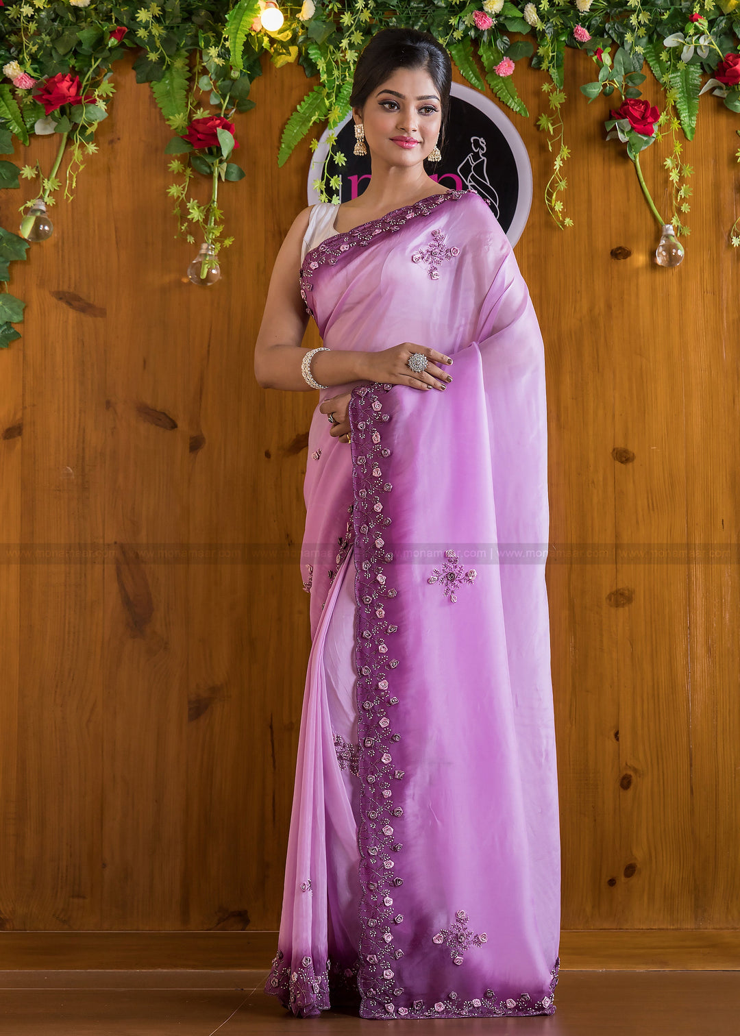 Gem Of A Pearl Saree (Zest Of Orchid)