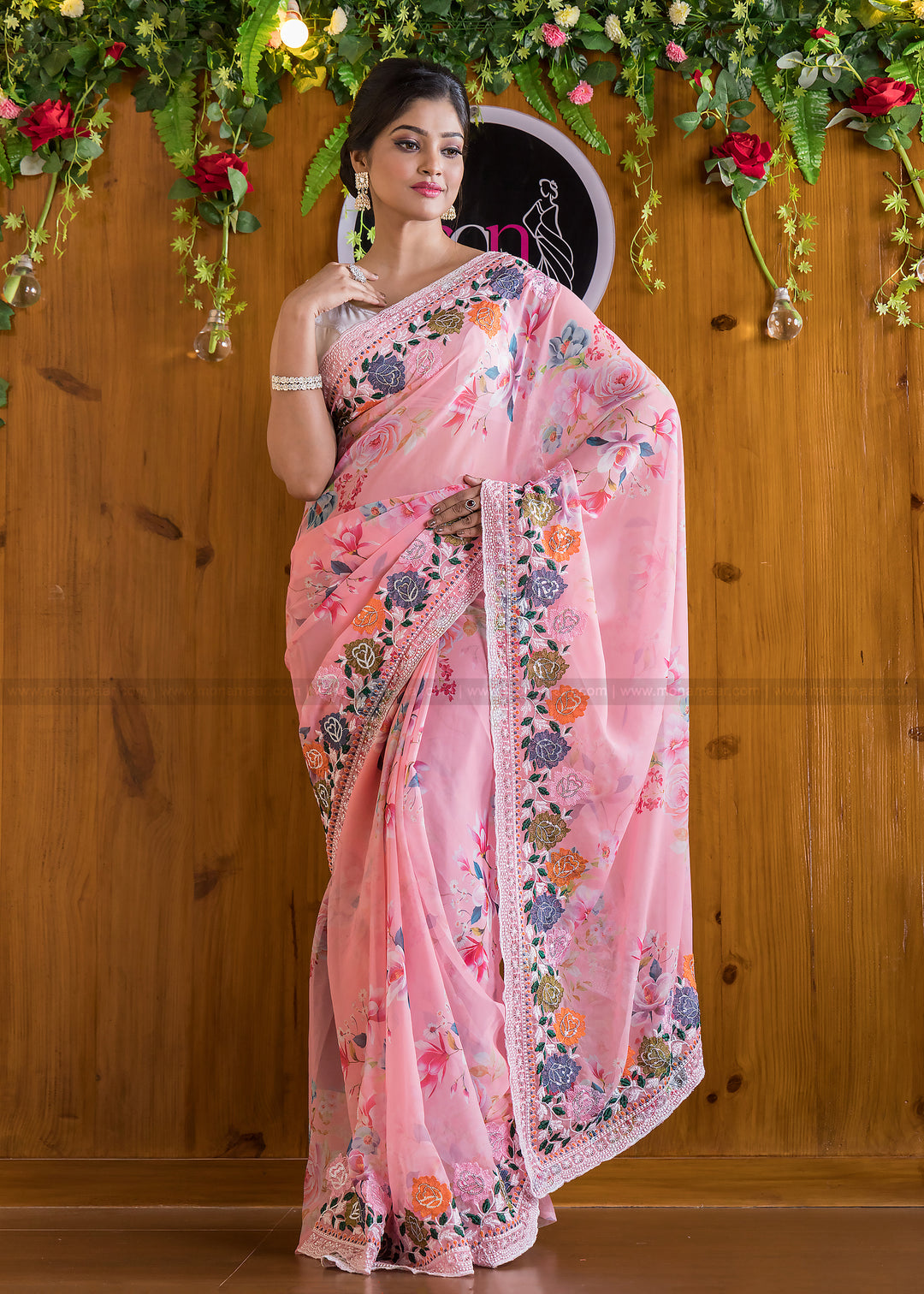 Designer Pink Delight Georgette silk saree