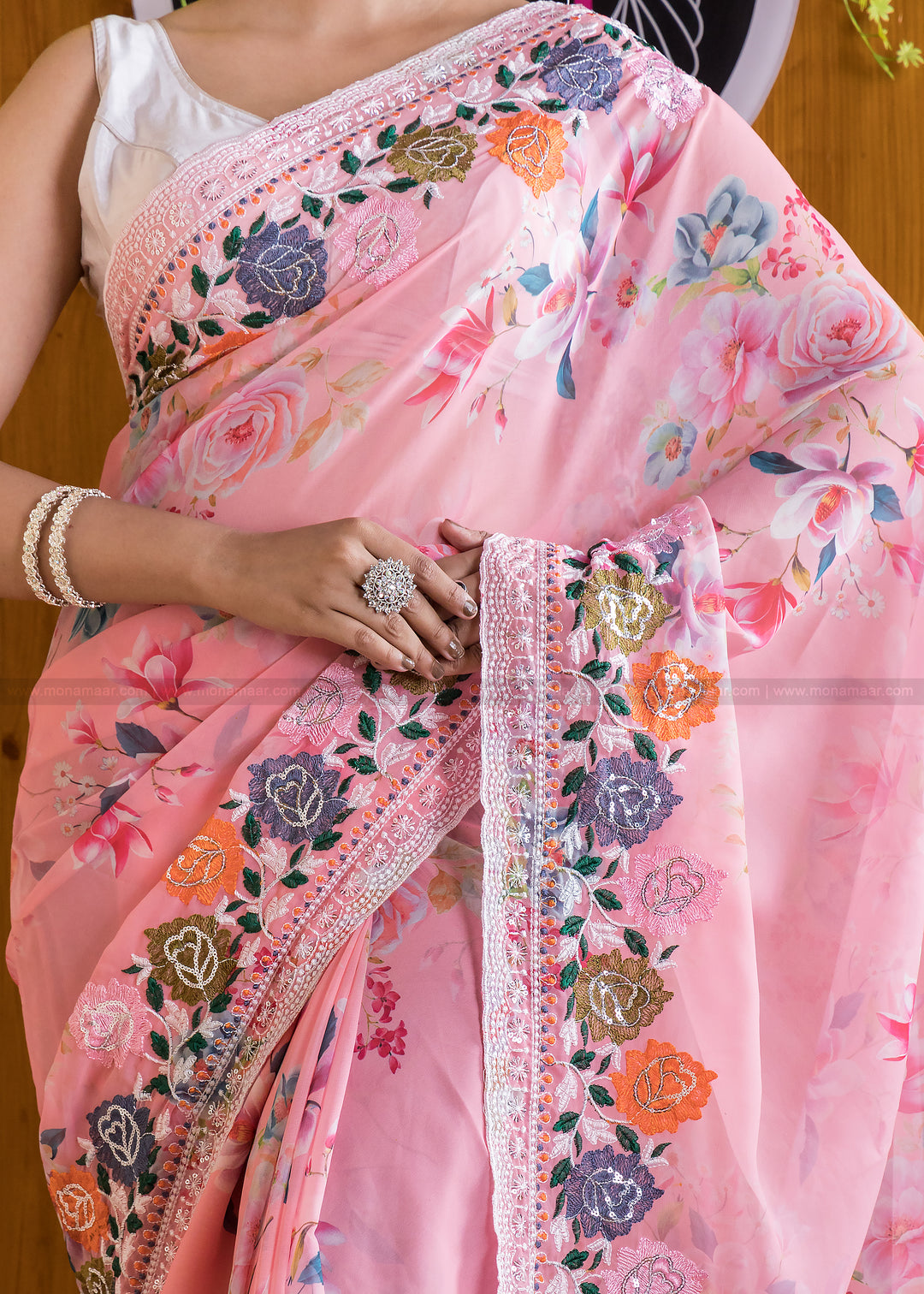 Designer Pink Delight Georgette silk saree