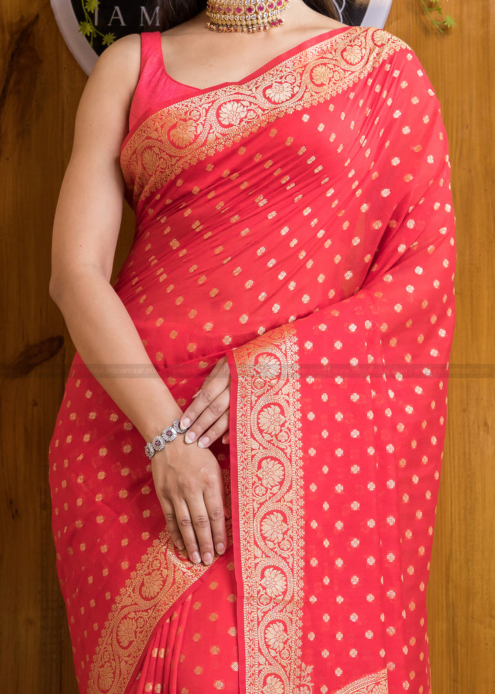 Exclusive Koniya Semi Georgette Banarasi  Saree