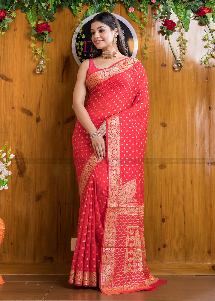 Exclusive Koniya Semi Georgette Banarasi  Saree