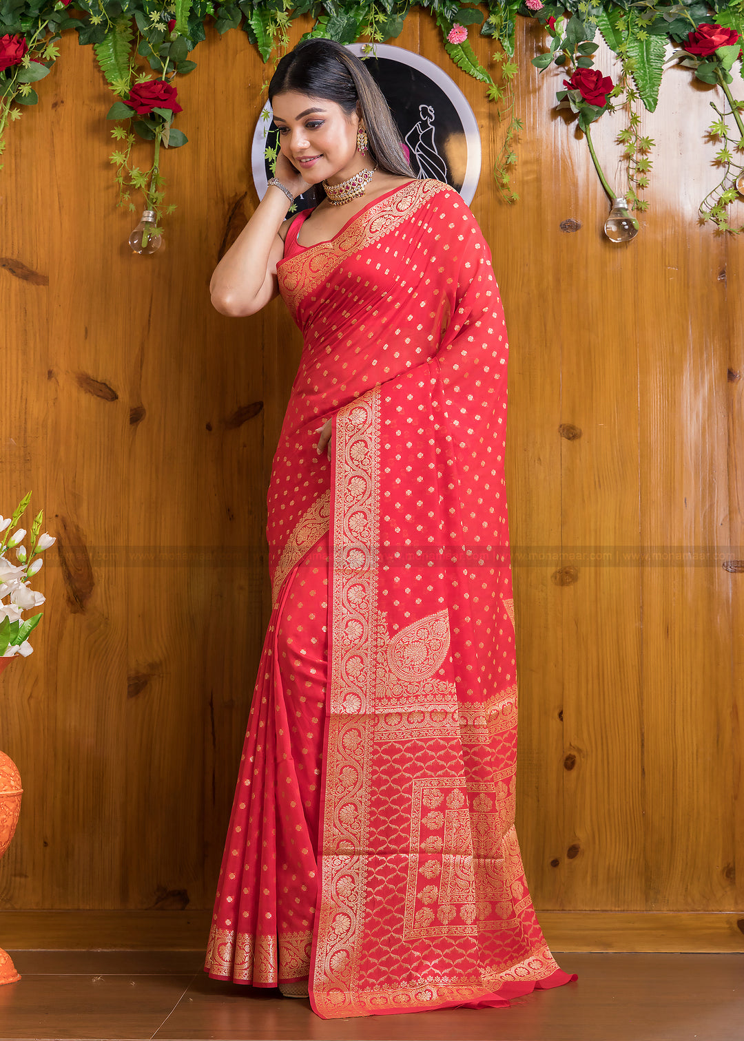 Exclusive Koniya Semi Georgette Banarasi  Saree