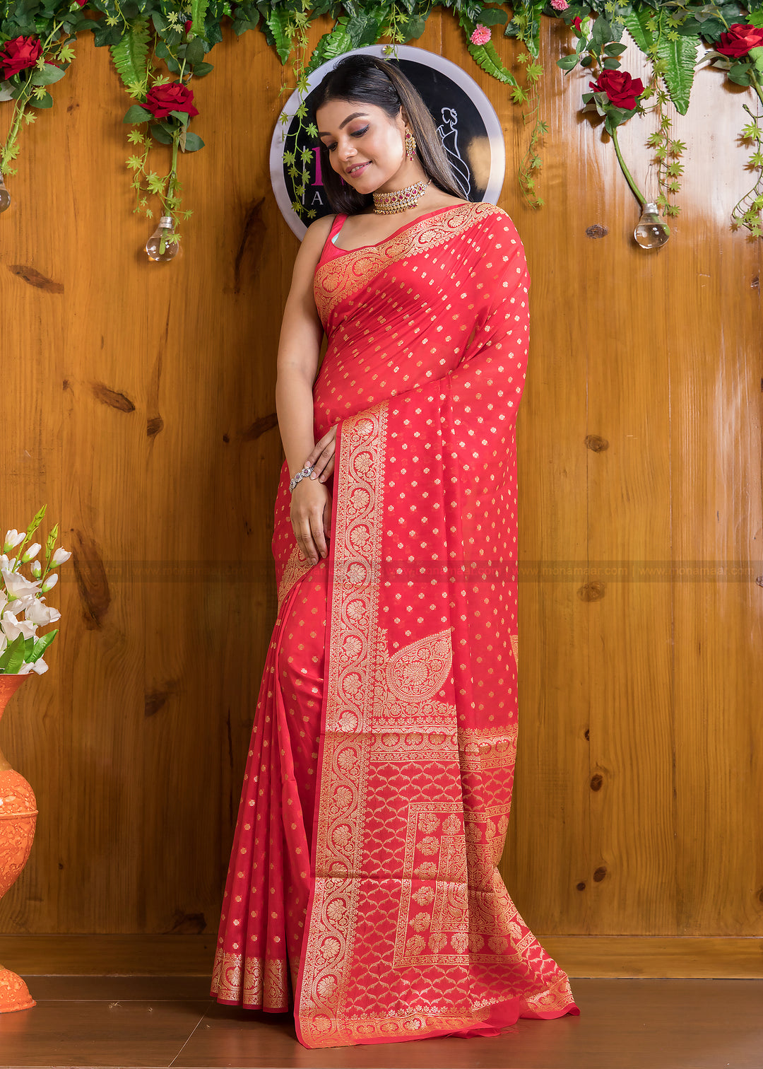 Exclusive Koniya Semi Georgette Banarasi  Saree