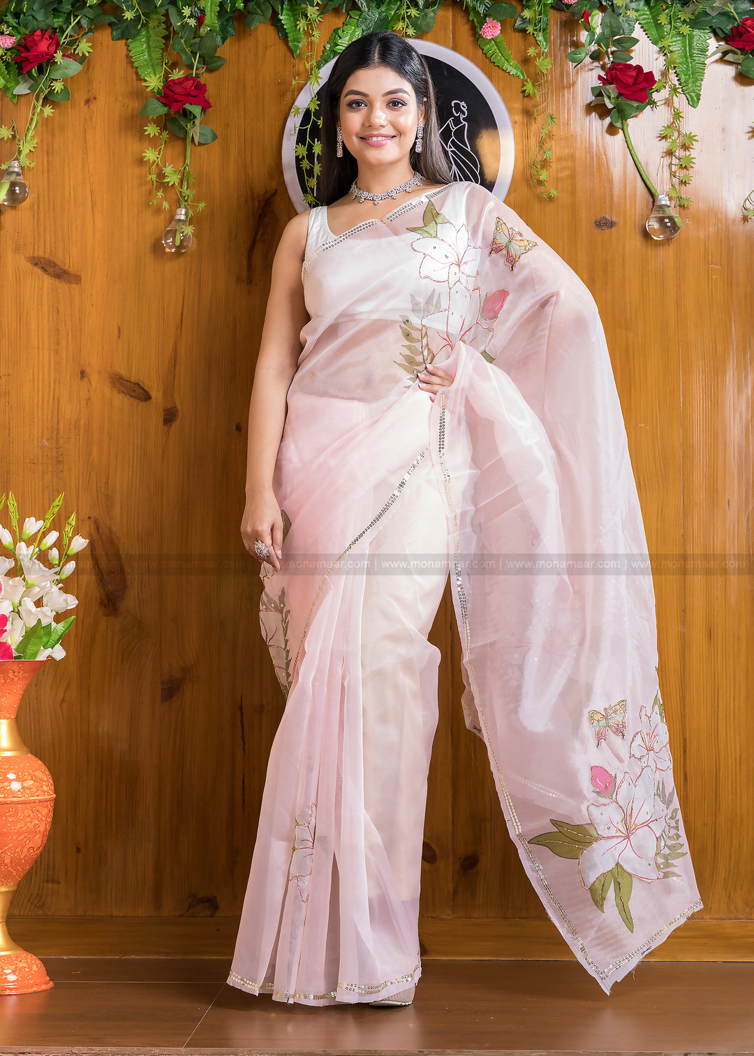 Wonder Organza (Pinkish Tone) Saree