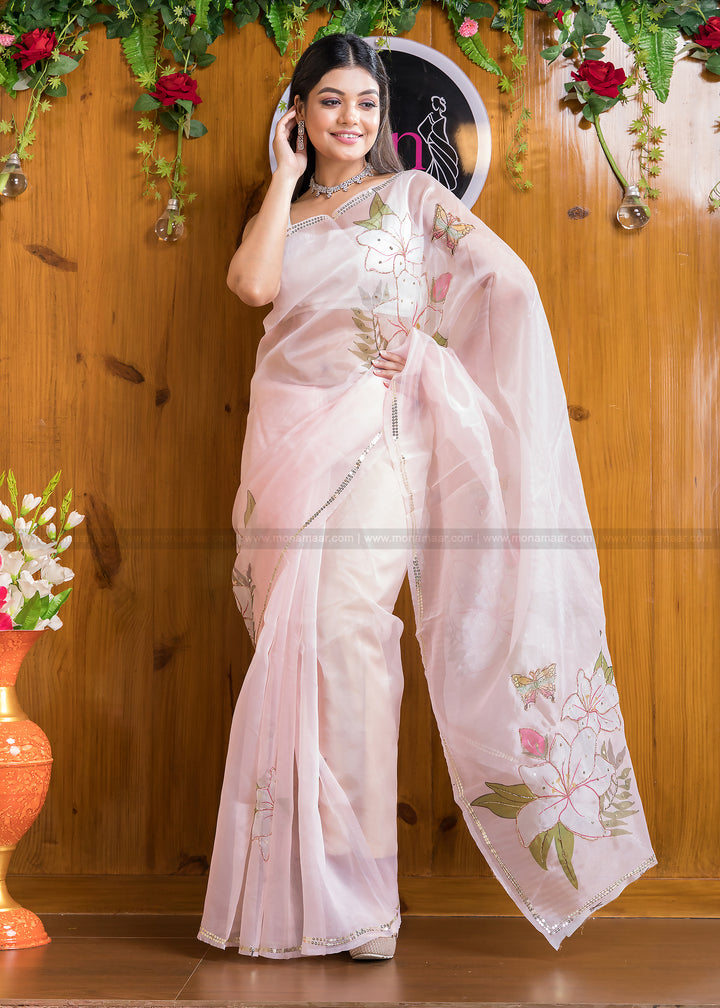 Wonder Organza (Pinkish Tone) Saree