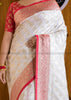 Debi Boron Off White & Red Banarasi  Saree