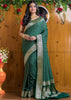 Worldly Green Banarasi Semi Katan Silk Saree